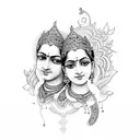 Radha Krishna tattoo design idea