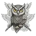 uniformed and armed owl tattoo design idea