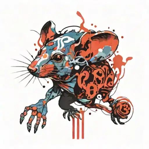 blue fire  mouse tattoo design idea