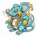 blue fire  mouse tattoo design idea