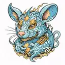 blue fire  mouse tattoo design idea