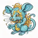 blue fire  mouse tattoo design idea