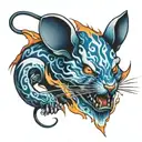 blue fire  mouse tattoo design idea