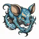 blue fire  mouse tattoo design idea