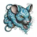 blue fire  mouse tattoo design idea