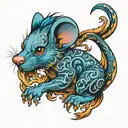 blue fire  mouse tattoo design idea