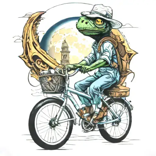 movie themed tattoo featuring the E.T. moon and bike,  jaws shark or boat, and Indiana Jones whip or hat  tattoo design idea