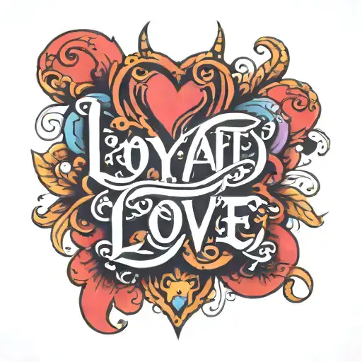 Loyalty word 'love' written tattoo design idea