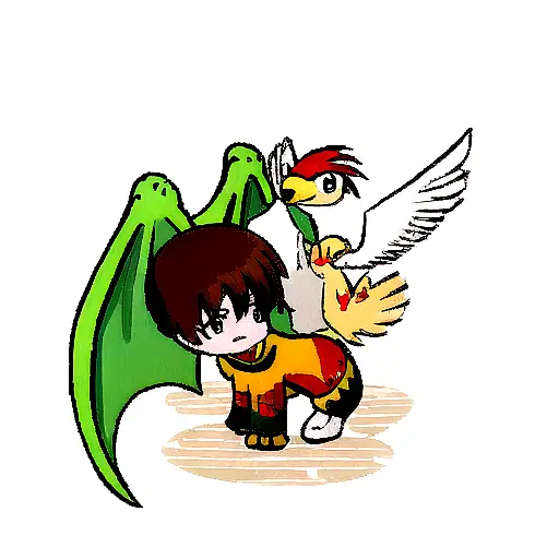 baby falcon dragon and baby phoenix tattoo design idea