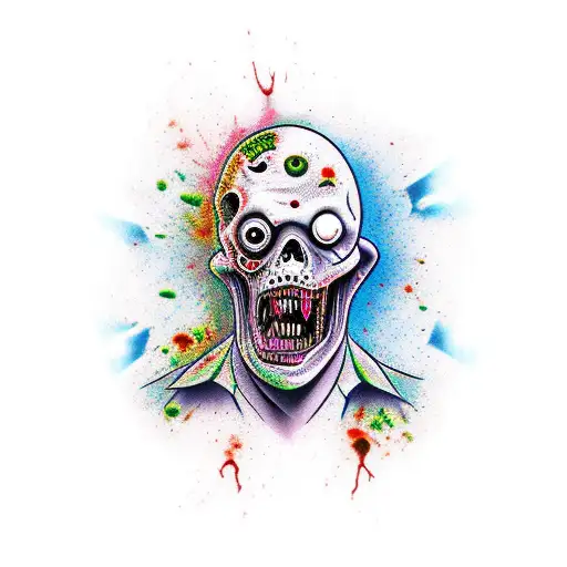 cartoon zombie  tattoo design idea
