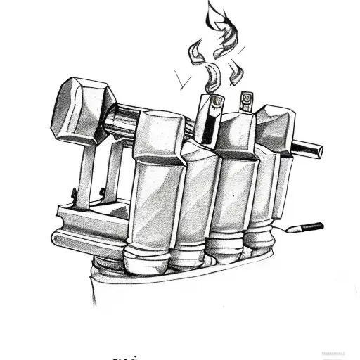 dumbbells with cigarette tattoo design idea