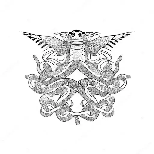 snake butterfly  tattoo design idea