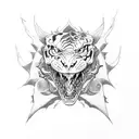 Dragon with skulls and tiger tattoo design idea