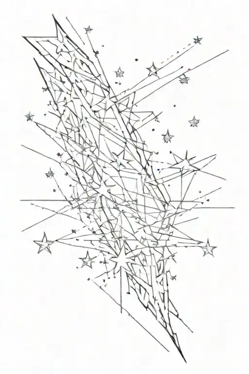 Fineline arm sleeve tattoo with like stars and marble like lines and preferably on the upper shoulder going down tattoo design idea