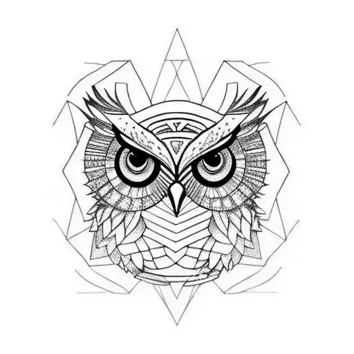 geometric owl tattoo