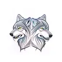 two halves of a wolf. Left is jouyful, right is snarling tattoo design idea