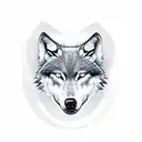 two halves of a wolf. The Left side is smiling and the right side is showing teeth tattoo design idea