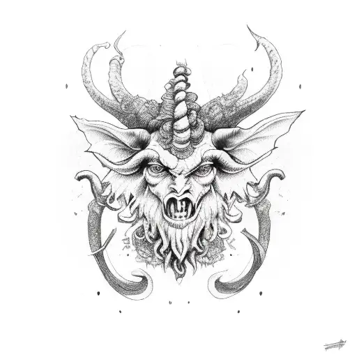 Baphomet flower tattoo design idea
