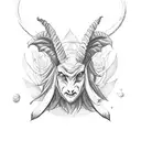 Baphomet flower tattoo design idea