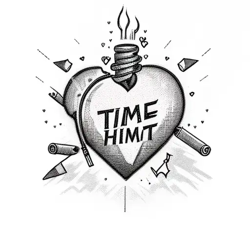 time bomb with human heart instead of dynamite tattoo design idea