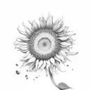 HUELLA DACTILAR EN FORMA DE CORAZON CON GIRASOLES Y UNA BIBLIA AL REDEDOR DEL NOMBRE BEATRIZ tattoo design idea