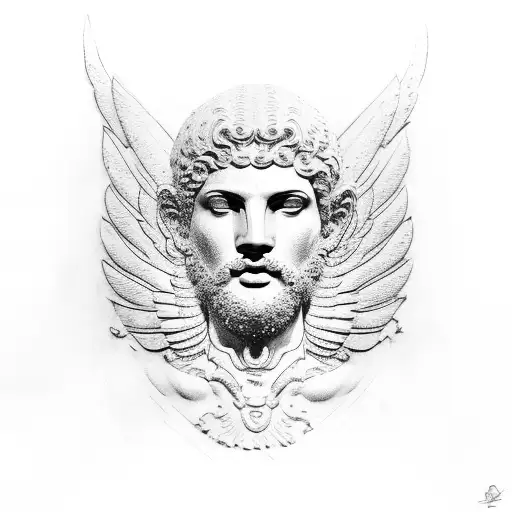 Greek statue with wings  tattoo design idea