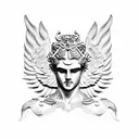 Greek statue with wings  tattoo design idea