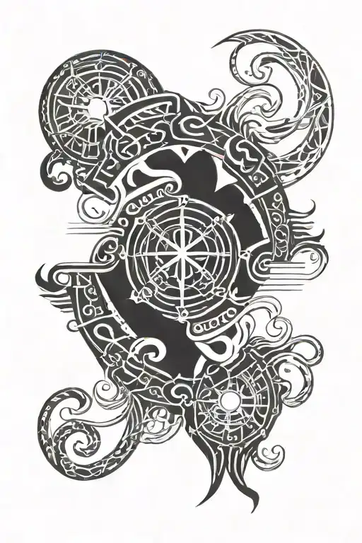 forearm cuff with the Vegvisir symbol incorporated tattoo design idea