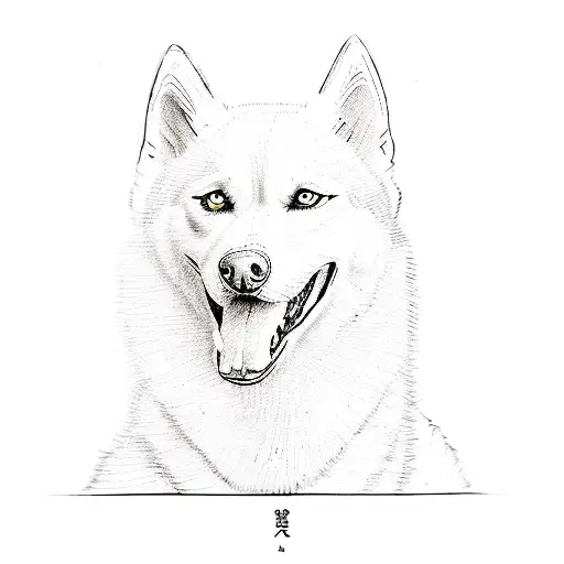 a white husky dog tattoo design idea