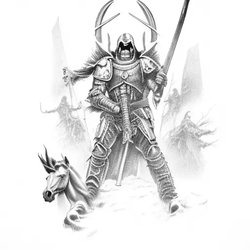 four apocalypse horseman killing people tattoo design idea