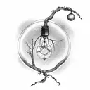 shattered light bulb with a vine growing out of it  tattoo design idea