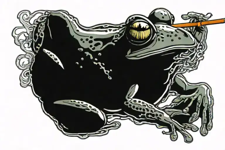 Frog smoking tattoo design idea