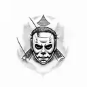 michael myers with katana  tattoo design idea