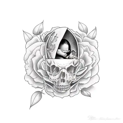 coffin with baby  tattoo design idea