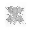 tattoo with simple lines, white background, about loyalty, family and power tattoo design idea