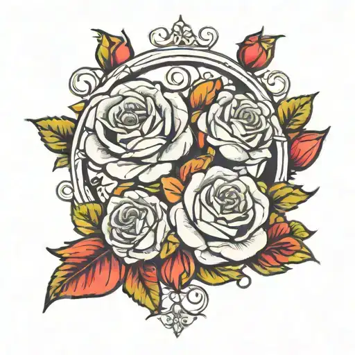 Gemini symbol intertwined with roses growing tattoo design idea