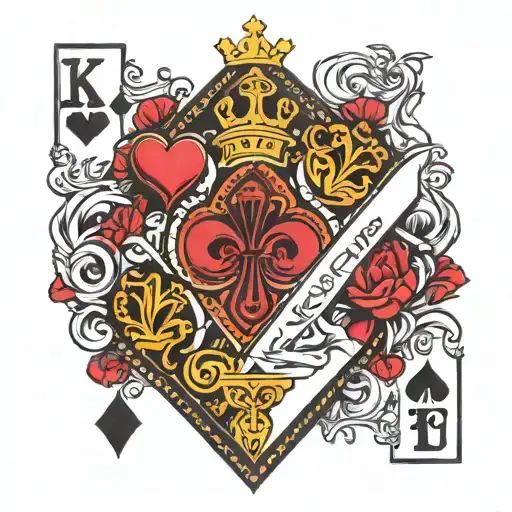 king of hearts and three of spades card tattoo design idea
