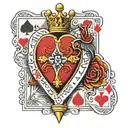 king of hearts and three of spades card tattoo design idea