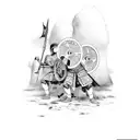 Historical battle scene featuring ancient Persian warriors tattoo design idea