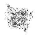 A music note intertwined with a vine of flowers tattoo design idea