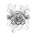 A music note intertwined with a vine of flowers tattoo design idea