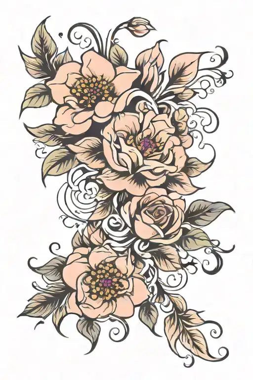 feminine floral design tattoo design idea