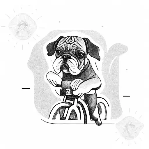 A dynamic design showcasing a courier riding a bicycle with a pack of dogs running alongside tattoo design idea