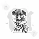 A dynamic design showcasing a courier riding a bicycle with a pack of dogs running alongside tattoo design idea