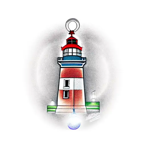 lighthouse with disco ball as light tattoo design idea