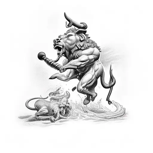 theseus fighting the minotaur tattoo design idea
