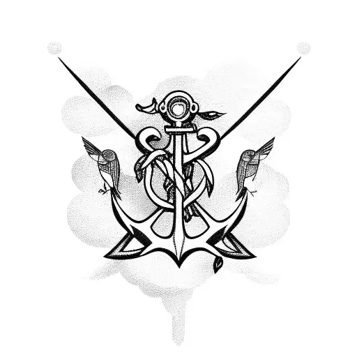 anchor with hummingbird tattoo design idea