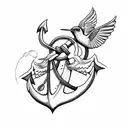 anchor with hummingbird tattoo design idea
