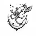 anchor with hummingbird tattoo design idea