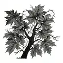 maple tree branches exploding due to lighting. The names Harold and Annette written in the branches. tattoo design idea